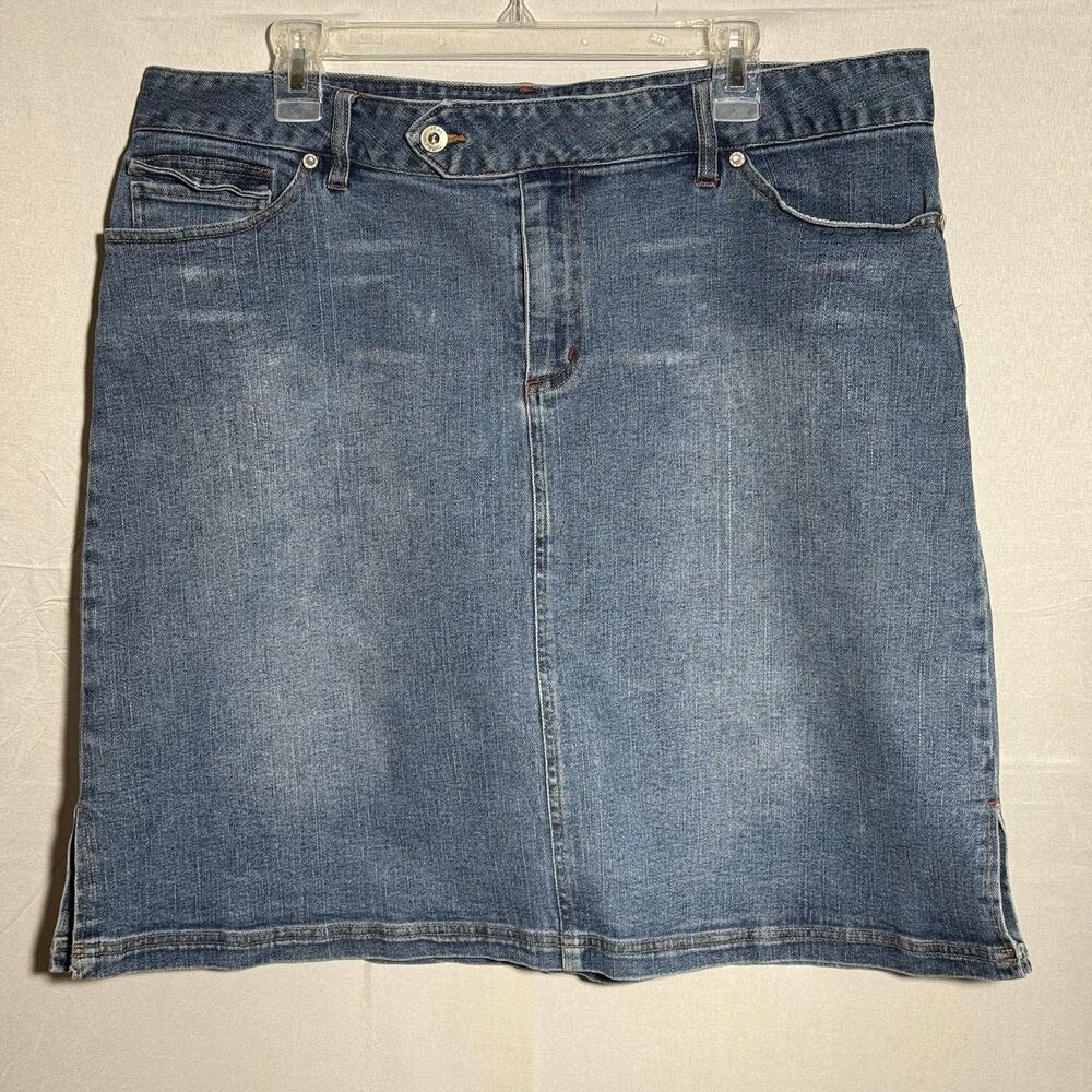 Moe Denim Skirt Plus Size 20 Blue Stretch Cotton Mid Length Casual Jean Classic